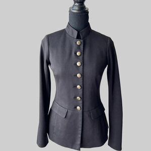 Tobias Black Military Style Button Down  Fitted Blazer